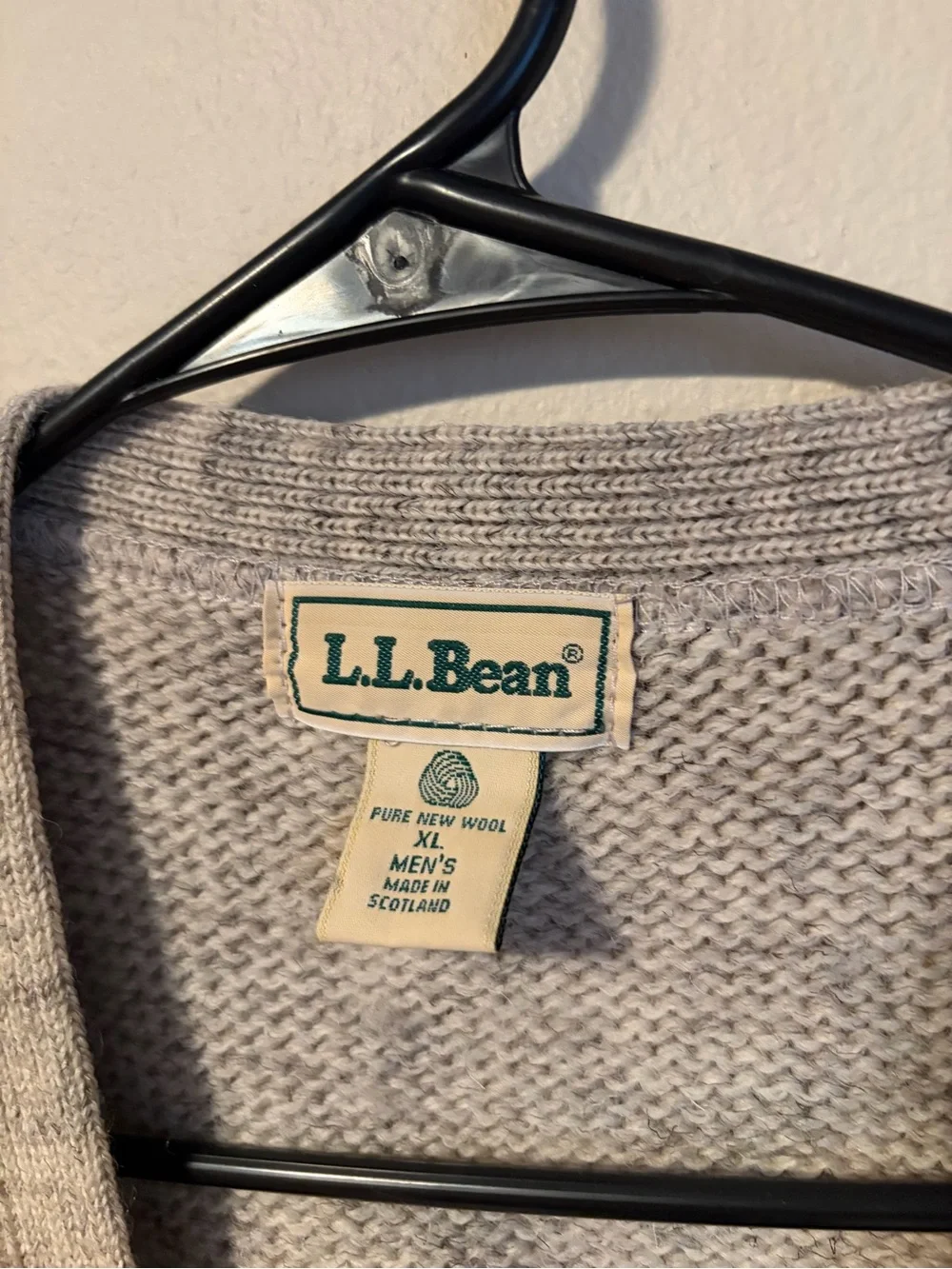 L.L. Bean Men's Light Oatmeal-Gray Cable Knit Button-Front Sweater Vest